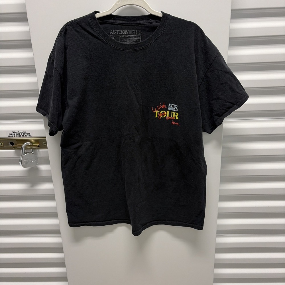 Travis Scott Astroworld Tour T-shirt Mens L Black Excellent Look Mom I Can Fly